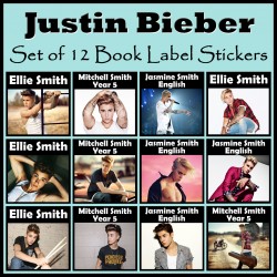 Personalised Justin Bieber Book Labels