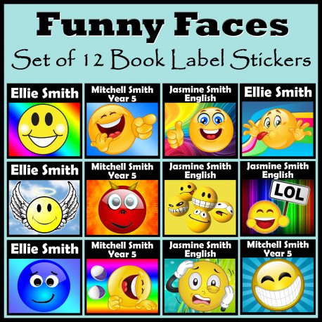 Personalised Funny Faces Book Labels