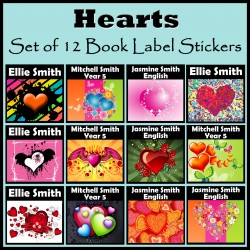 Personalised Love Heart Book Labels