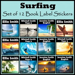 Personalised Surfing Book Labels
