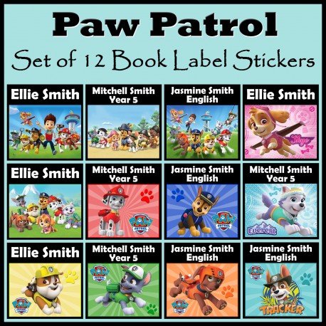 Personalised Paw Patrol Book Labels