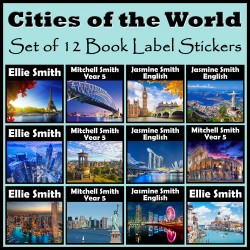 Personalised Cities of the World Book Labels