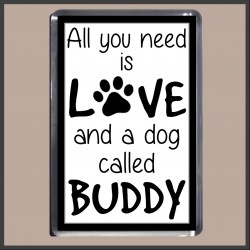 Personalised LOVE and a DOG called (Name) Fridge Magnet