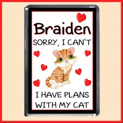 Personalised Sorry I Can't, Plans with my Cat Magnet