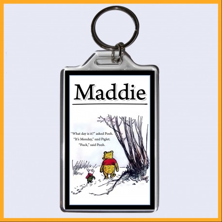 Personalised Fuck It's Monday - Winnie the Pooh Large Key Ring