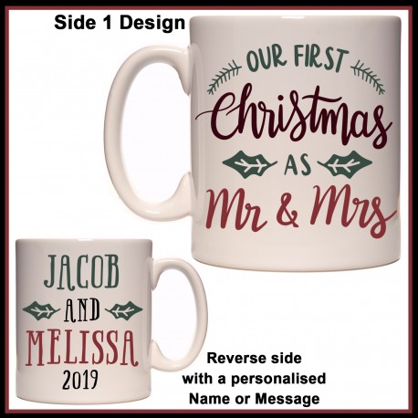 Personalised Our First Christmas as Mr & Mrs Mug