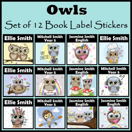 Personalised Owl Book Labels