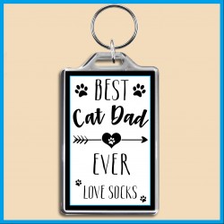 Personalised Best Cat Dad Ever Large Key Ring