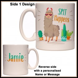 Personalised Llama -SPIT Happens Mug