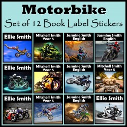 Personalised Motorbike Book Labels