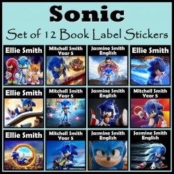 Personalised Sonic the Hedgehog Book Labels