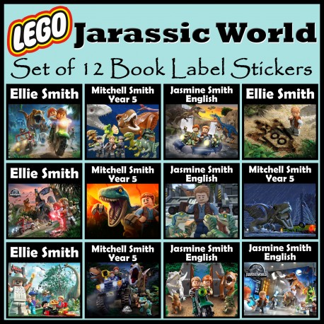 Personalised Lego Jarassic World Book Labels