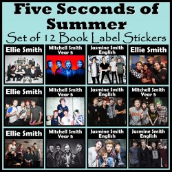 Personalised 5 Seconds of Summer Book Labels