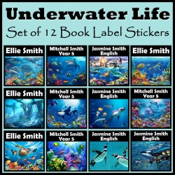Personalised Underwater Life Book Labels