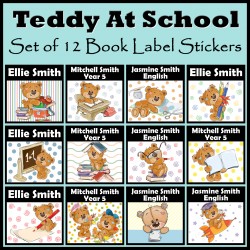 Personalised Teddy at School Book Labels